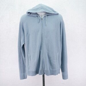 Modern Ambition Men's Blue Knit Full Zip Hooded Sweater‎ XL Pockets